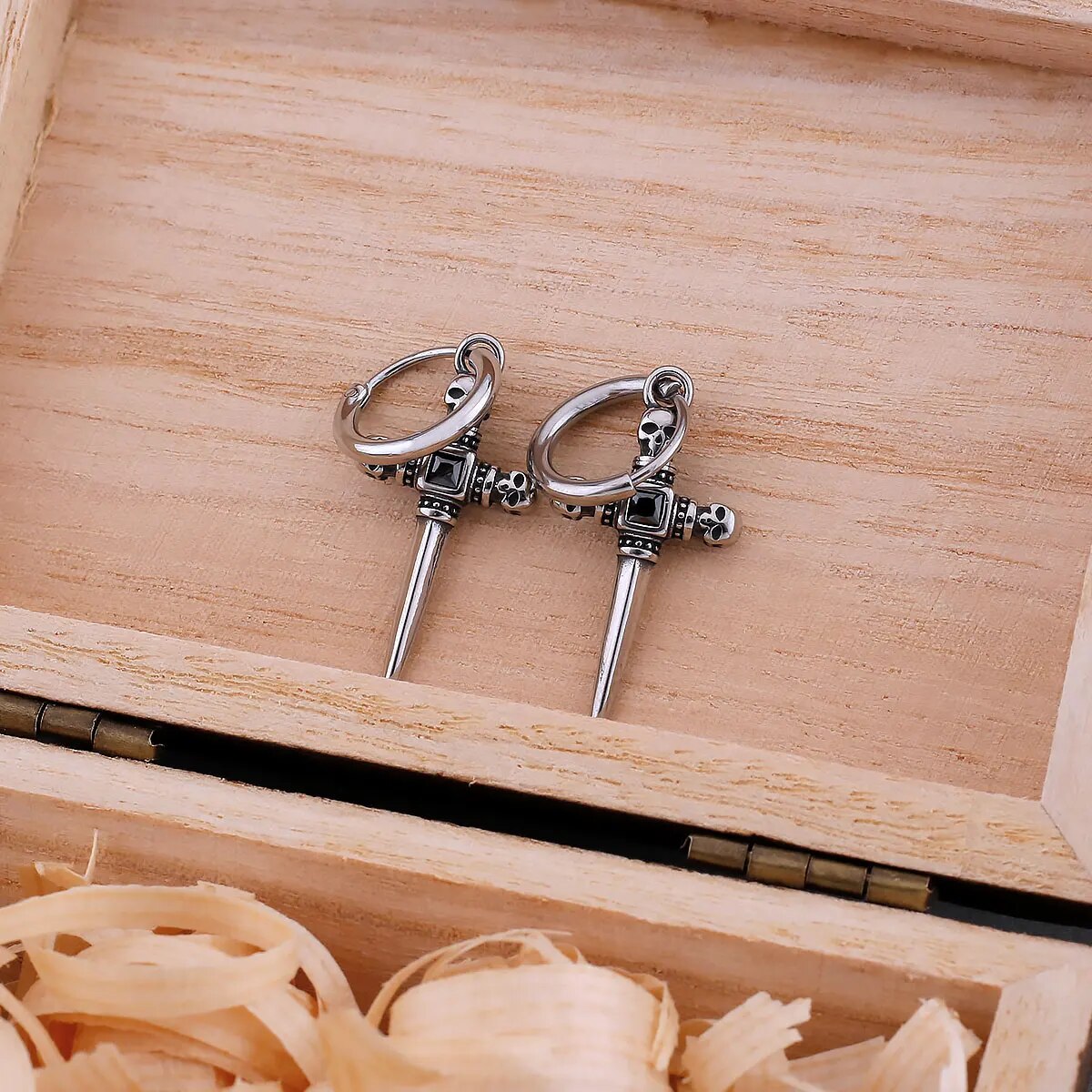 Diamond Cross Skull Earrings - TripleViking