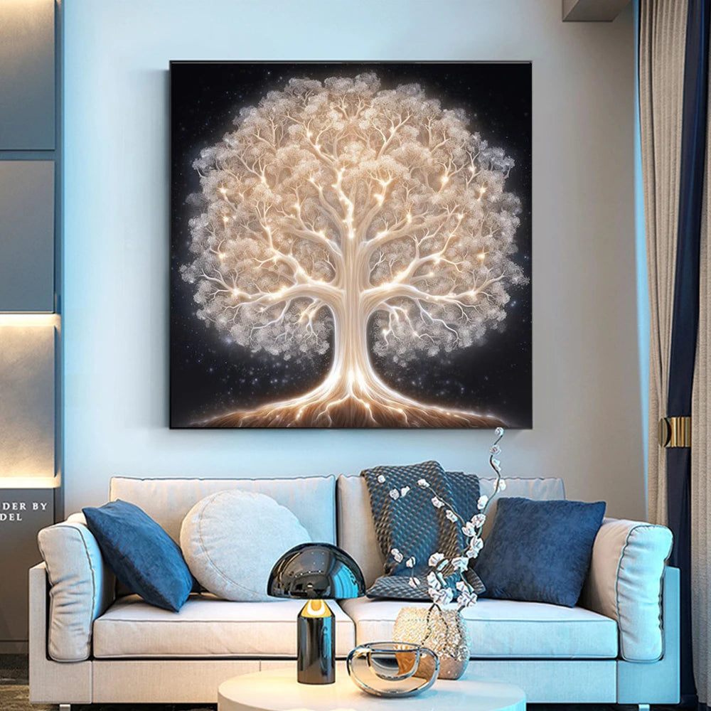 Vichingo astratto mitico albero della vita pittura su tela poster estetico da parete