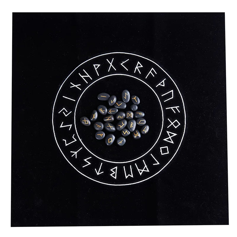 25pcs/set Engraved Riverstones Viking Rune Stones Set