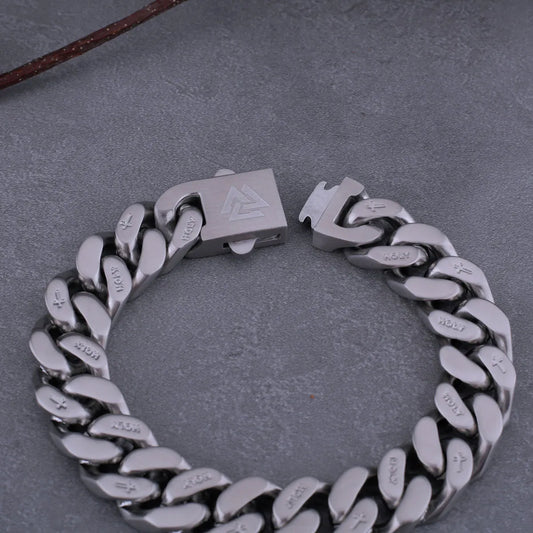 Original Cross Stainless Steel Cuban Viking Bracelet
