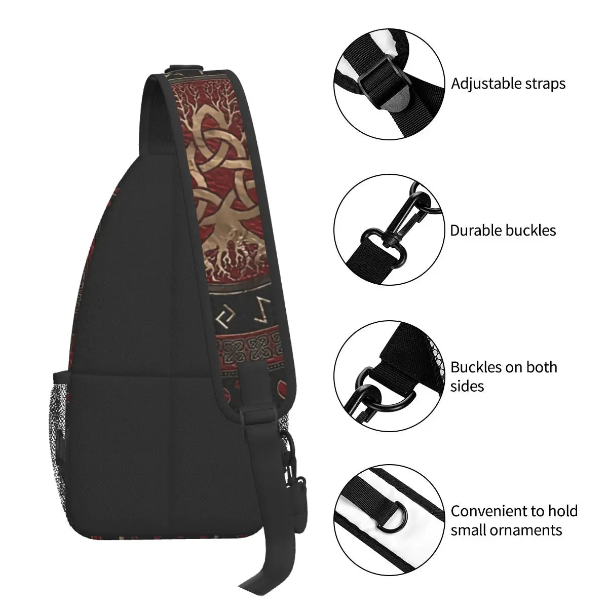 Miotaseolaíocht Norse Mála Crossbody Spóirt Cliabh Triquetra Mála Lochlannach