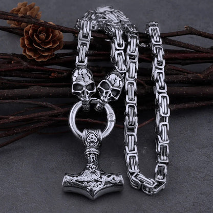 Skull Thor's Hammer Necklace - TripleViking