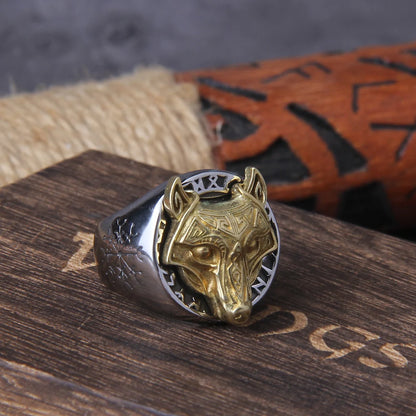 Bague Viking Tête de Loup en Or