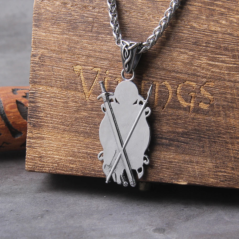 Nordic Man And Wolf Pendant Viking Necklace