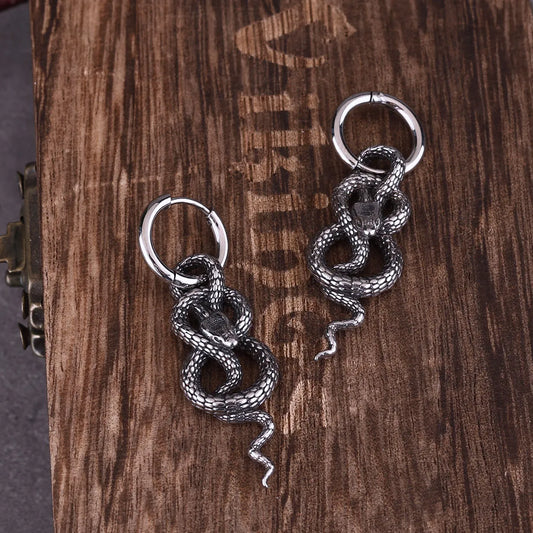 Boucles d'oreilles Viking serpent torsadé, queue de rue