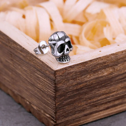 Viking New og Cool Fashion Punk Skull Stud øredobber