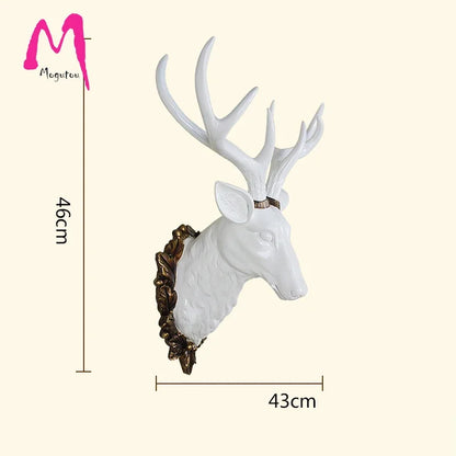 Big Deer Head Patsas 3D Eläin Abstrakti Veistos Viking Wall Decor