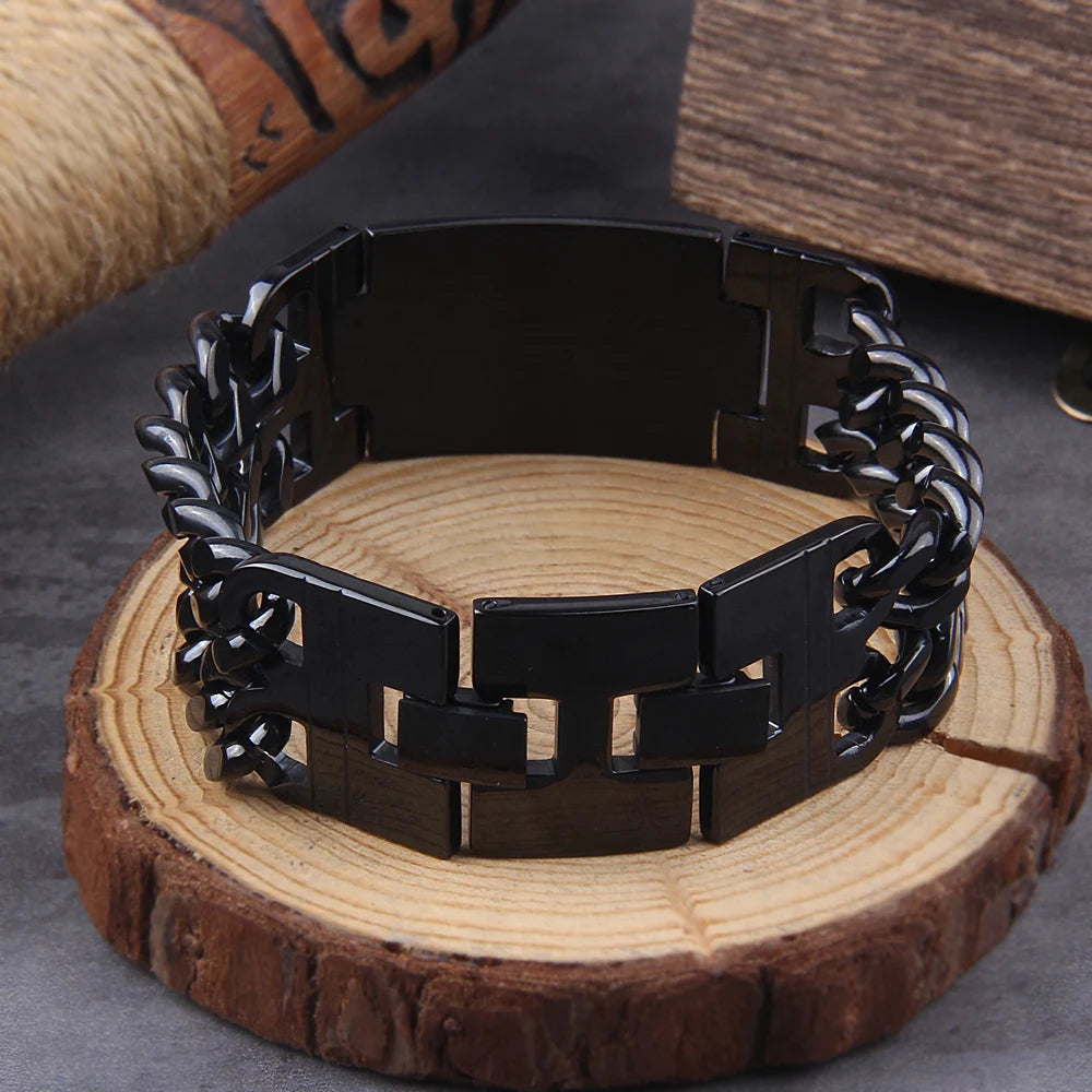 24MM Leathan 8.26 Inch Cruach dhosmálta Barra lonracha ID Lochlannach Bracelet