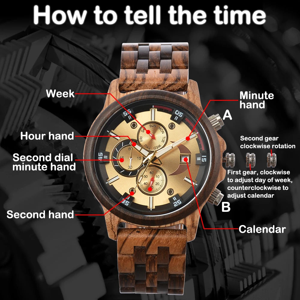 Tre Luxury Sports Fashion Quartz Wooden Viking Watch