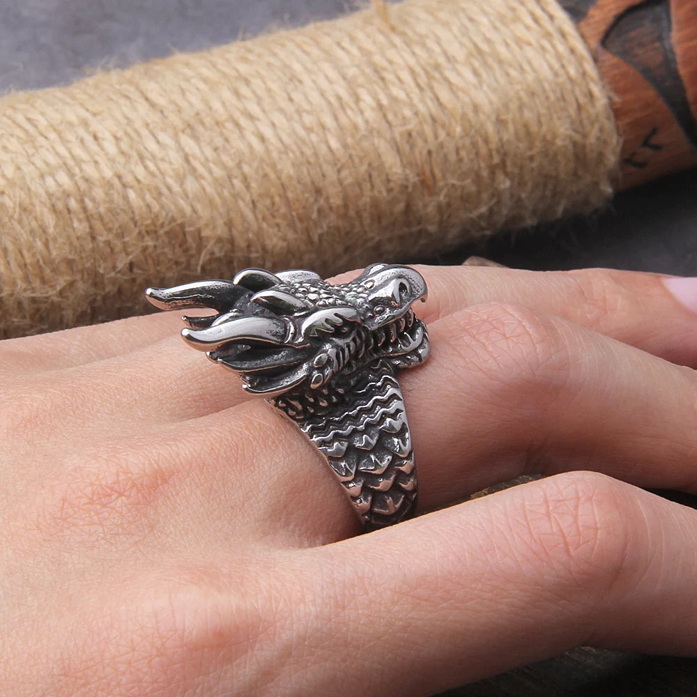 Dragon Head Viking Ring
