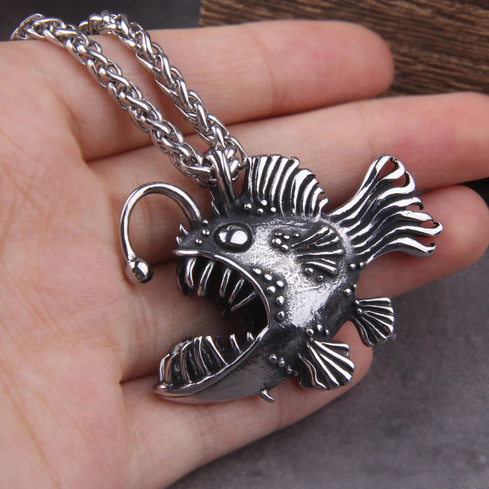 Personality Fashion Lantern Animal Fish Pendant Chain Viking Necklace