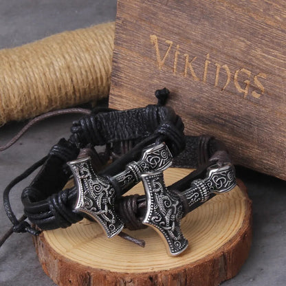 Thor's hammer Wrap Viking Bracelet - TripleViking