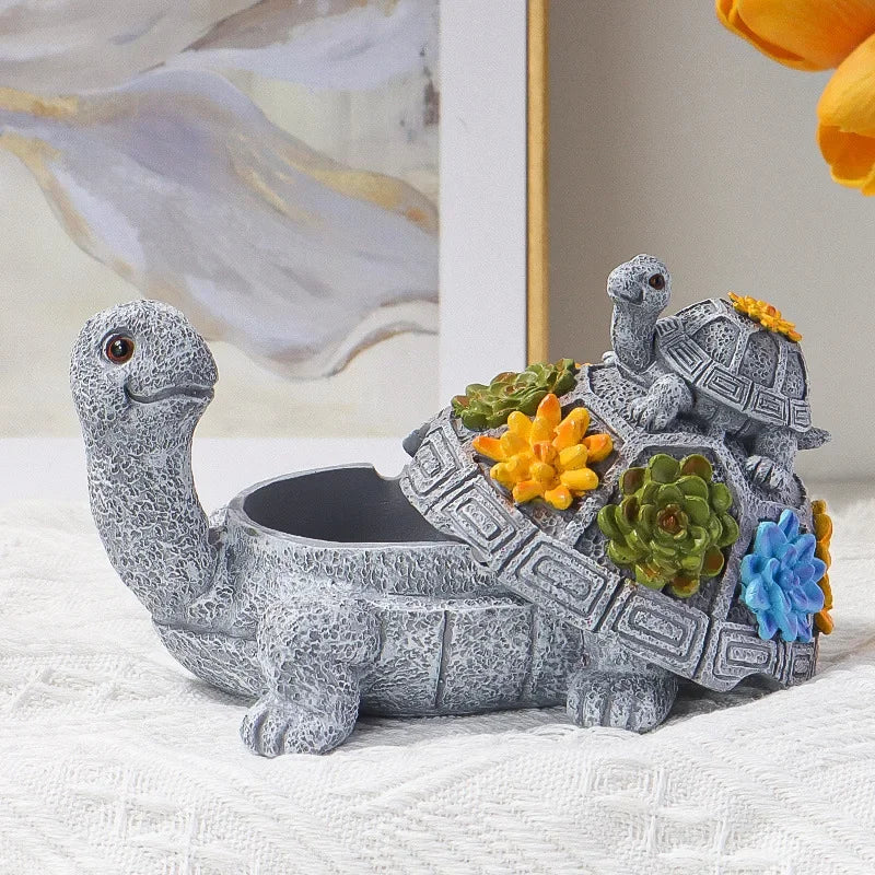 14 cm bunte Schildkrötenstatue aus Kunstharz, kreatives Handwerk, Wikinger-Heimdekoration