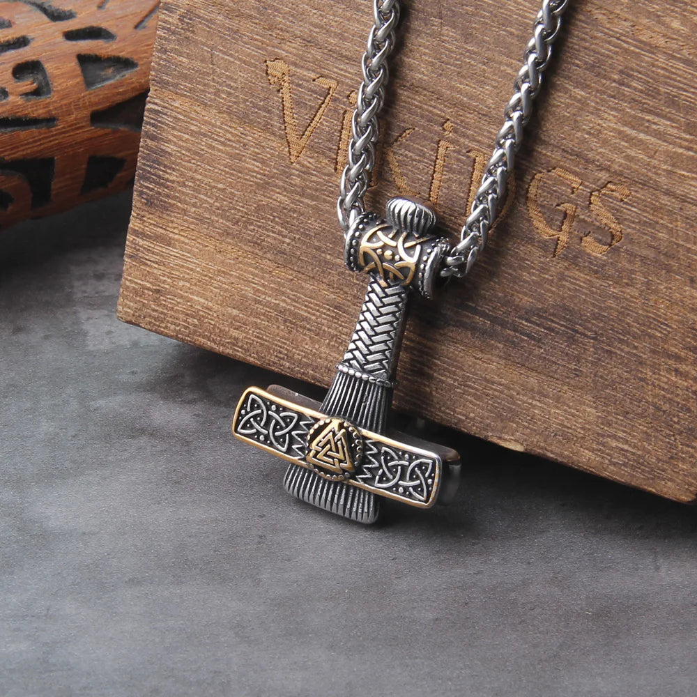 Thor's Hammer With Norwegian Rune Viking Necklace