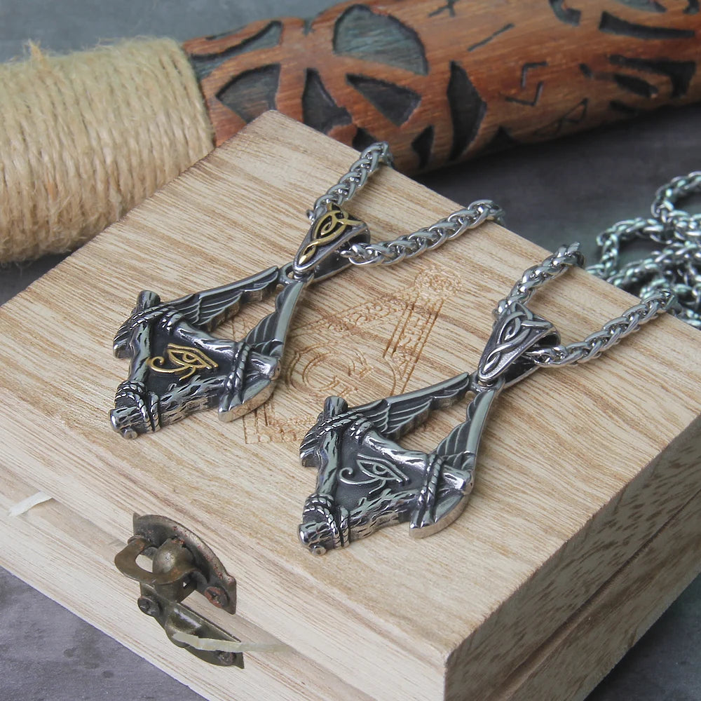 Roestvrij stalen vrijmetselaar Demon Eye hanger Triple Viking ketting