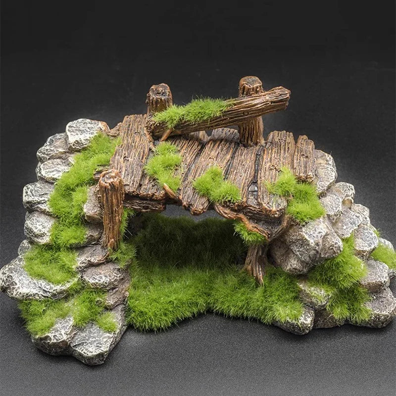 Viking Creative Moss Rockery Shape Fish Tank Ornaments Decoration