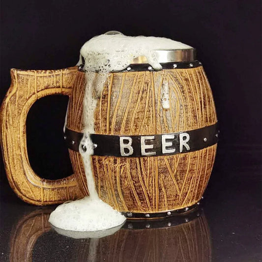 Taza vikinga de cerveza de resina de 550 ml con inserto de acero inoxidable