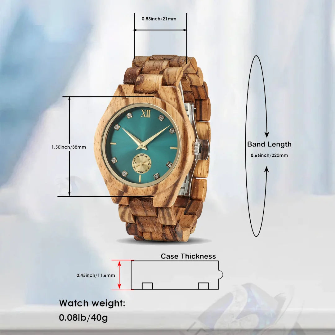 Dam guldklocka Lyxigt Casual Fashion Wood Wrist Viking Watch