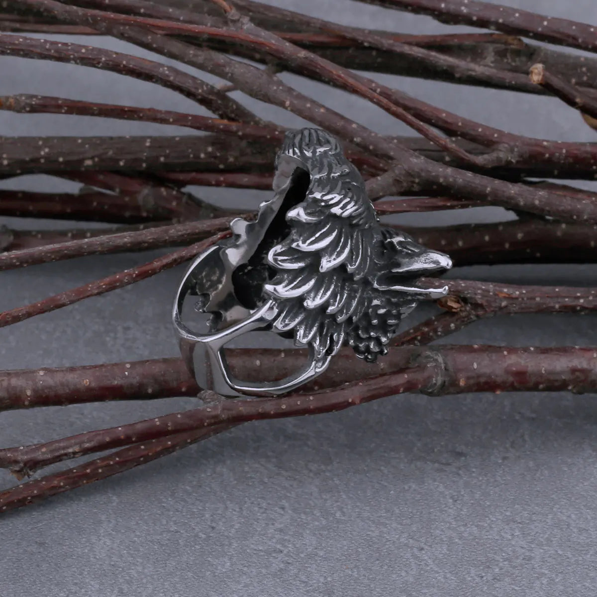 Raven Defend Odin Scandinavian Charm Stainless Steel Men's Ring