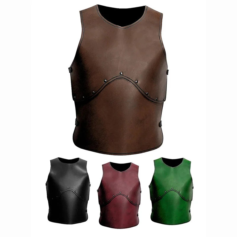 Armadura de peito de cavaleiro legal PU Couro Pirata Cuirass Roupa de Halloween Peitoral Viking