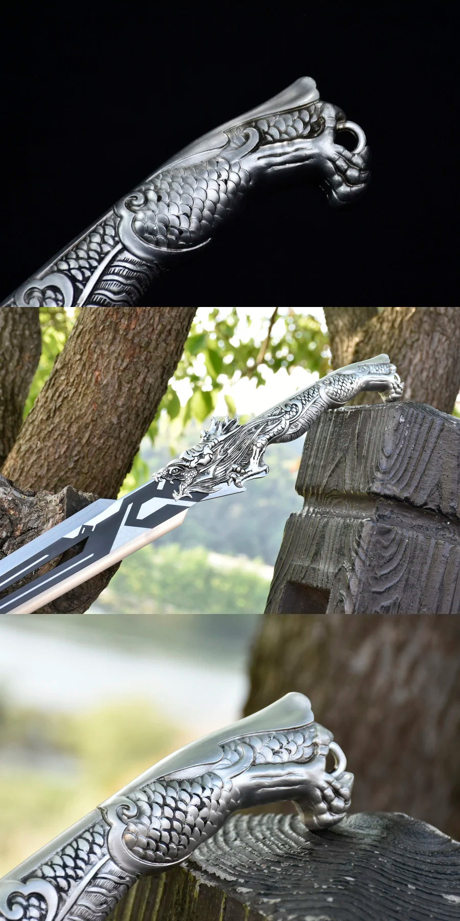 78cm Stainless Steel Dragon Handle Battle Warrior Metal Viking Sword