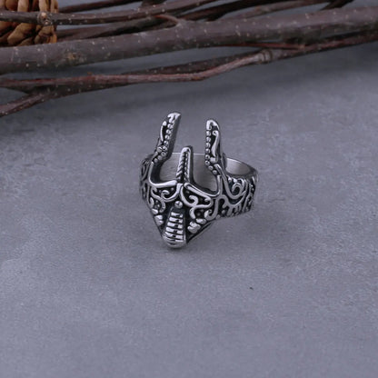 Bague Viking avec masque de guerrier spartiate rétro