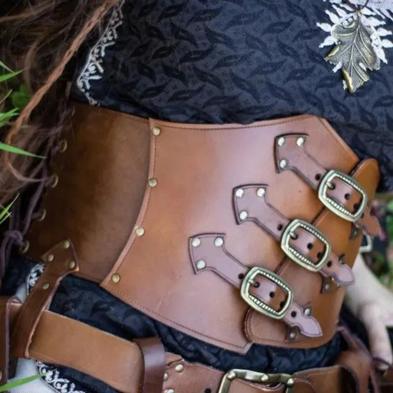 Women PU Leather Buckled Waist Cinch Belt