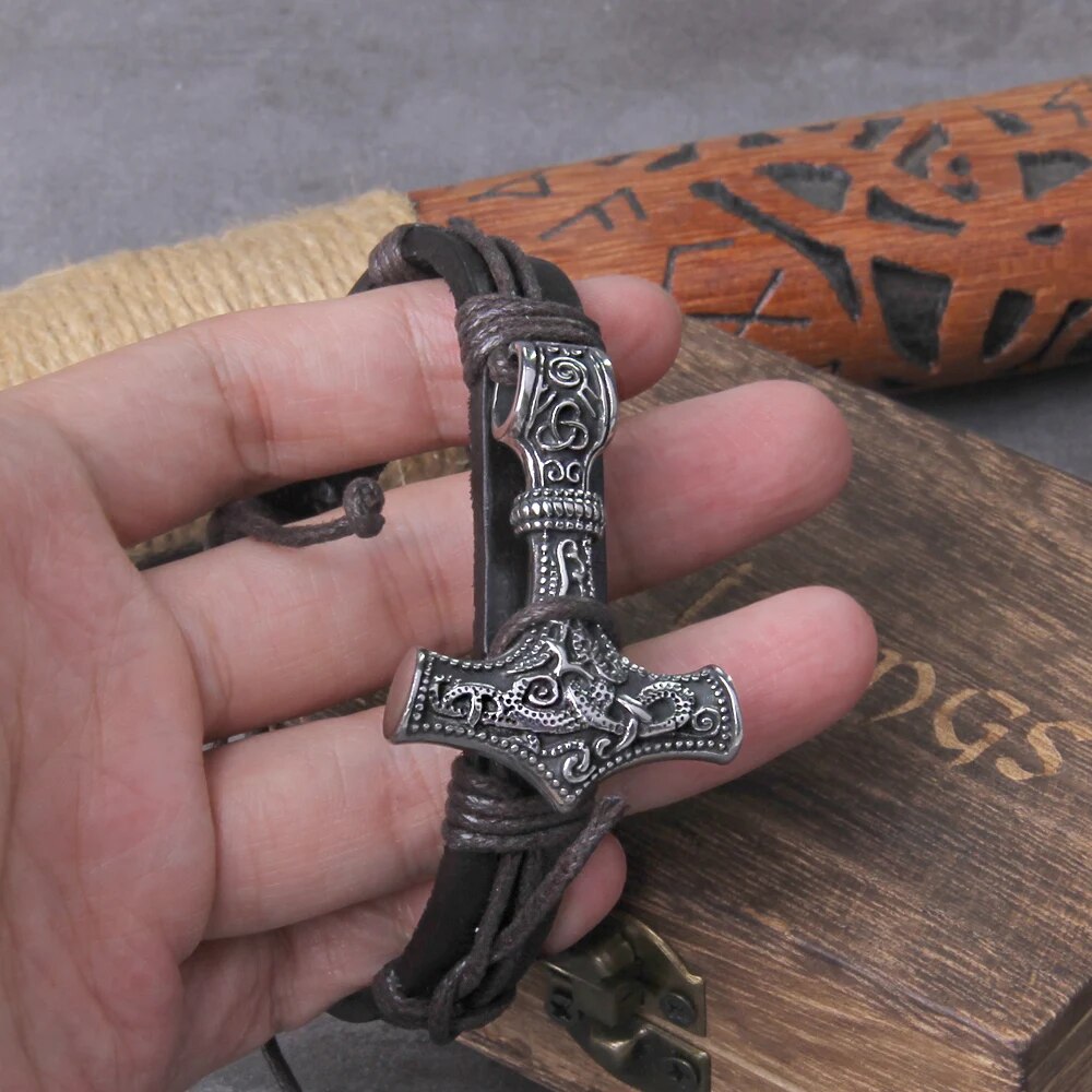 Thor's hammer Wrap Viking Bracelet - TripleViking