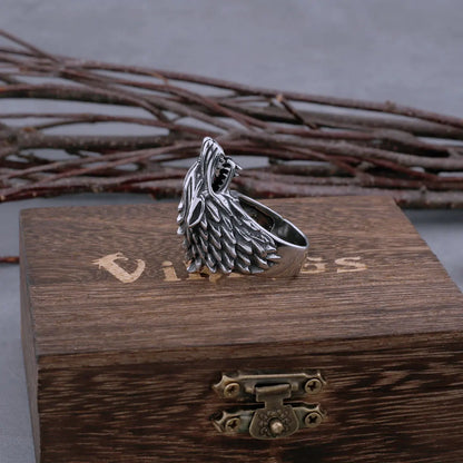 Dominerande Viking Wolf Ring i rostfritt stål