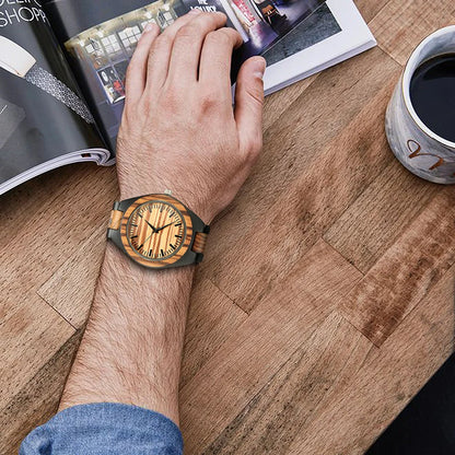 Persónuleg lúxusklukka Chronograph Wood Quartz Viking Watch