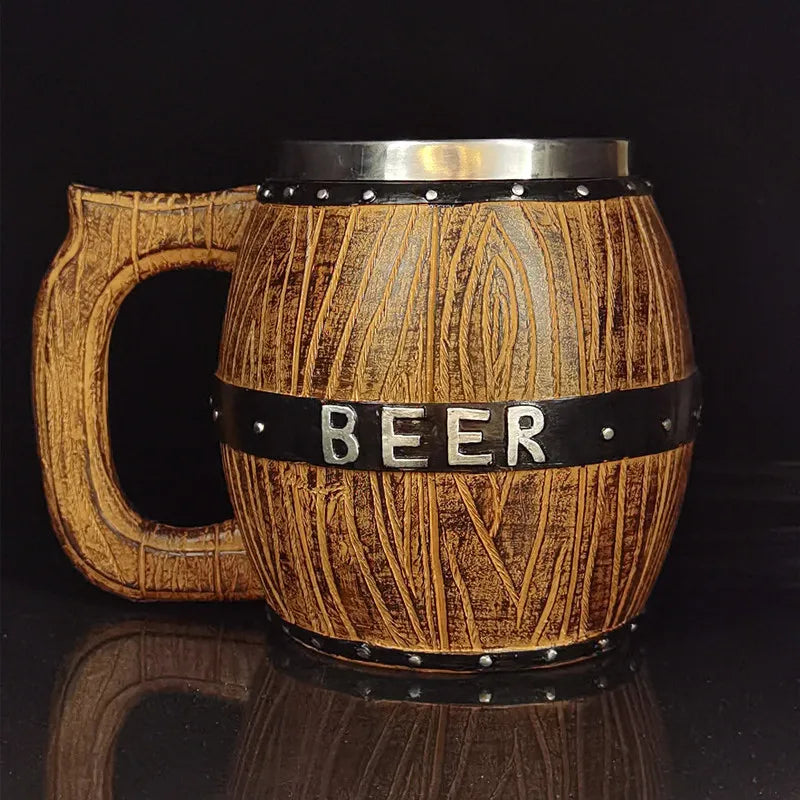 Stainless Steel Insert Resin 550ml Beer Viking Mug