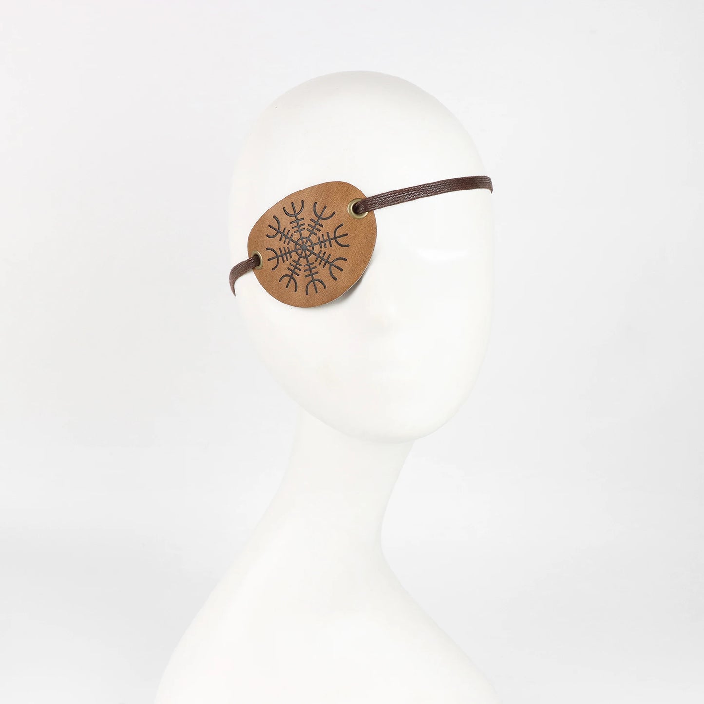 Viking Rune Pirate Leður Flat Profile Eye Patch