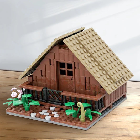 Wooden House without Interior Medieval Viking Long House Building Blocks