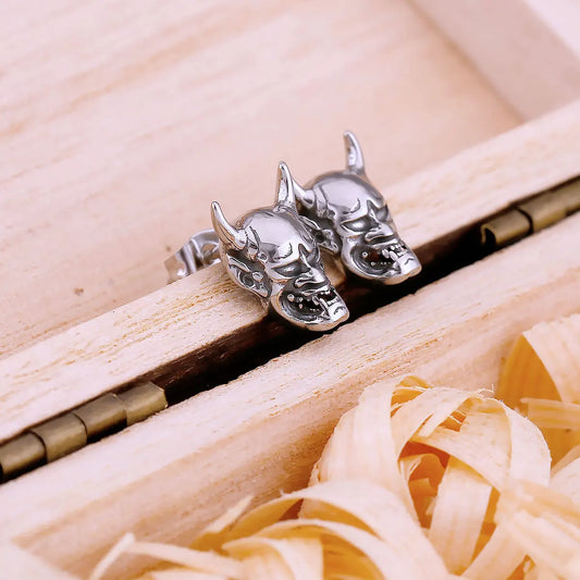 Gothic Ghost Skull Stud Viking Earrings