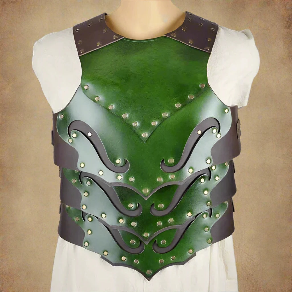 Knight Gladiator Pirate PU Læder Cuirass Cosplay Kostume Outfit Brystplade Viking Armor