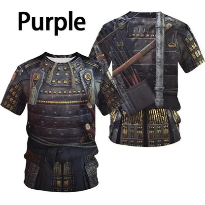 Miesten Retro Samurai Armor 3D-painettu Warrior Viking T-paita