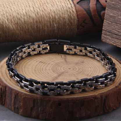 Pulseira Viking com corrente de relógio de aço inoxidável de luxo