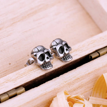 Viking New og Cool Fashion Punk Skull Stud øredobber