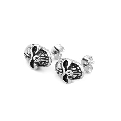 Brincos Viking Punk Vintage Smile Skull Stud