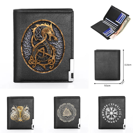 High Quality Vintage Viking Style Cover Men Women Leather Wallet