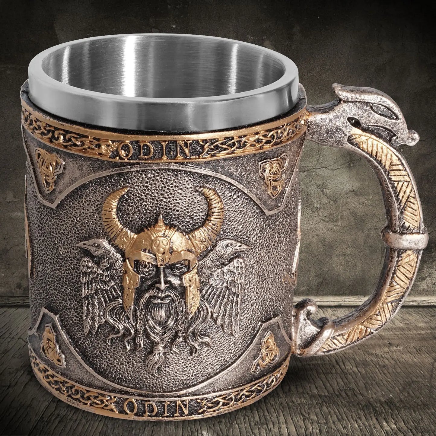Warrior Style Resin Stainless Steel Beer Viking Mug