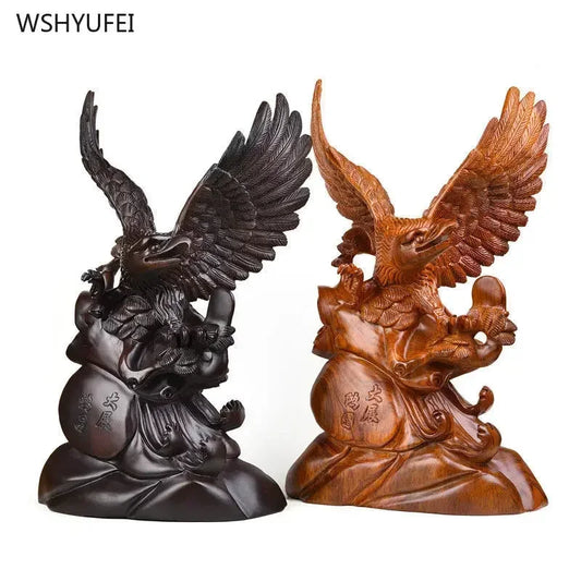 Viking 1 pcs Solid wood carving Eagle's grand display of decorative items Eagle Crafts Housewarming gift Feng Shui Desktop decoration