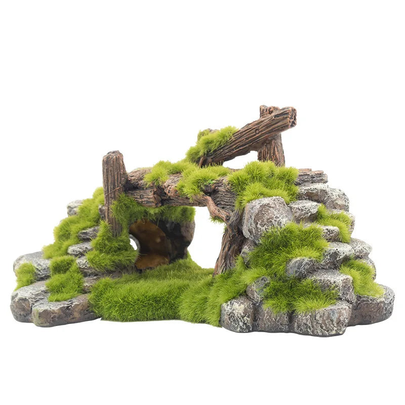 Viking Creative Moss Rockery Shape Fish Tank Ornaments Decoration