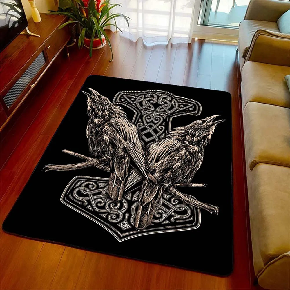 Tapis Viking celtique noir tatouage de dragons tapis de luxe