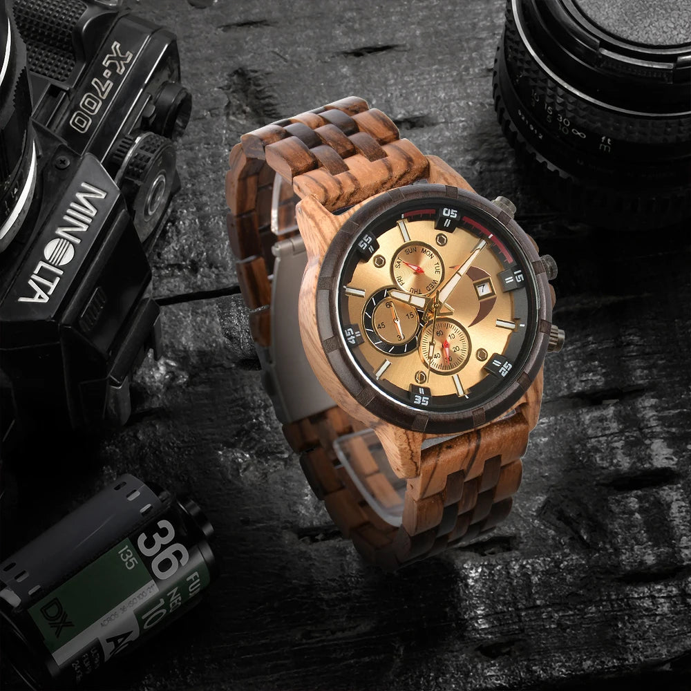 Tre Luxury Sports Fashion Quartz Wooden Viking Watch