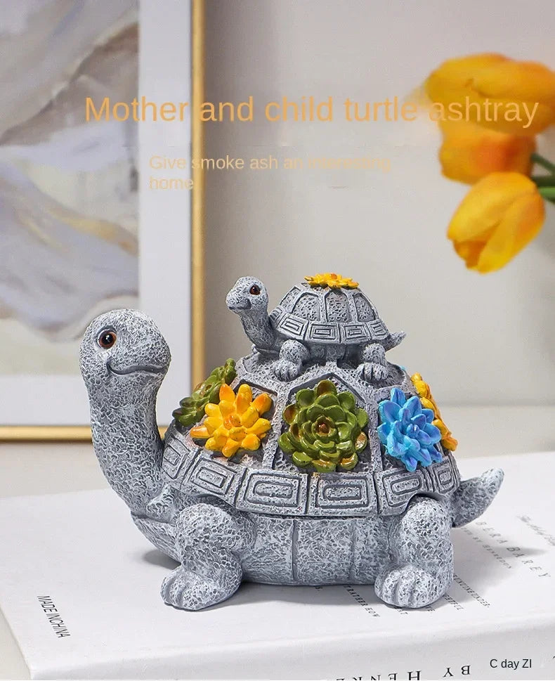 14 cm bunte Schildkrötenstatue aus Kunstharz, kreatives Handwerk, Wikinger-Heimdekoration