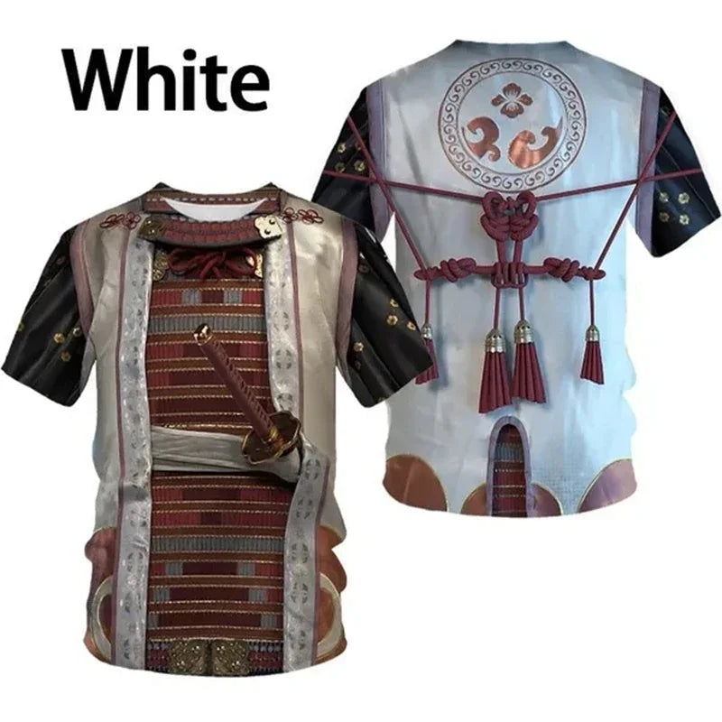 Miesten Retro Samurai Armor 3D-painettu Warrior Viking T-paita