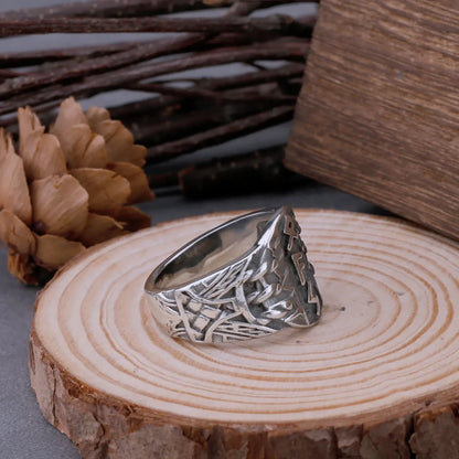 Ny rustfritt stål Virgin Odin Rune Ring