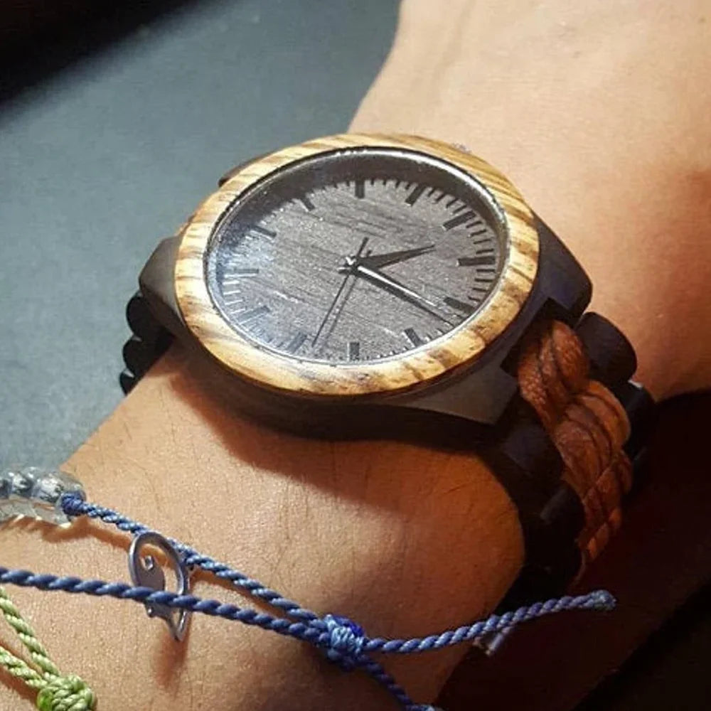 Cool gravé en bois personnalisé horloge montres bois personnalisé Viking montre