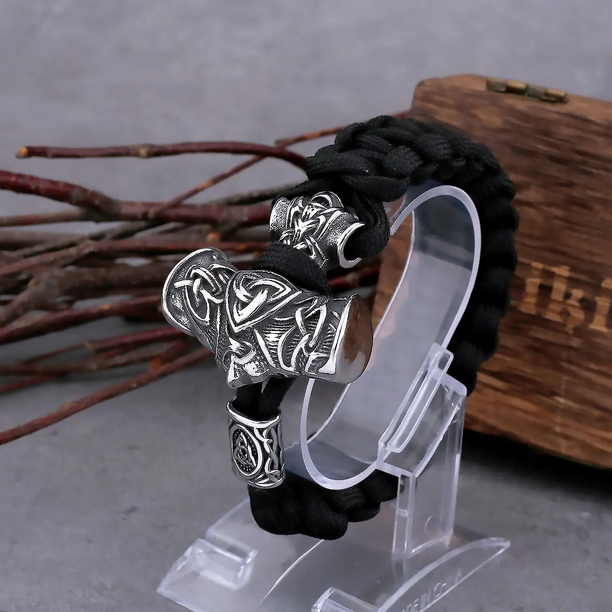 Scandinavian Viking Stainless Steel Thor's Hammer Men's Bracelet